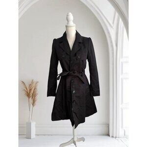 H&M Black Belted Jacket Trenchcoat Size US 6
